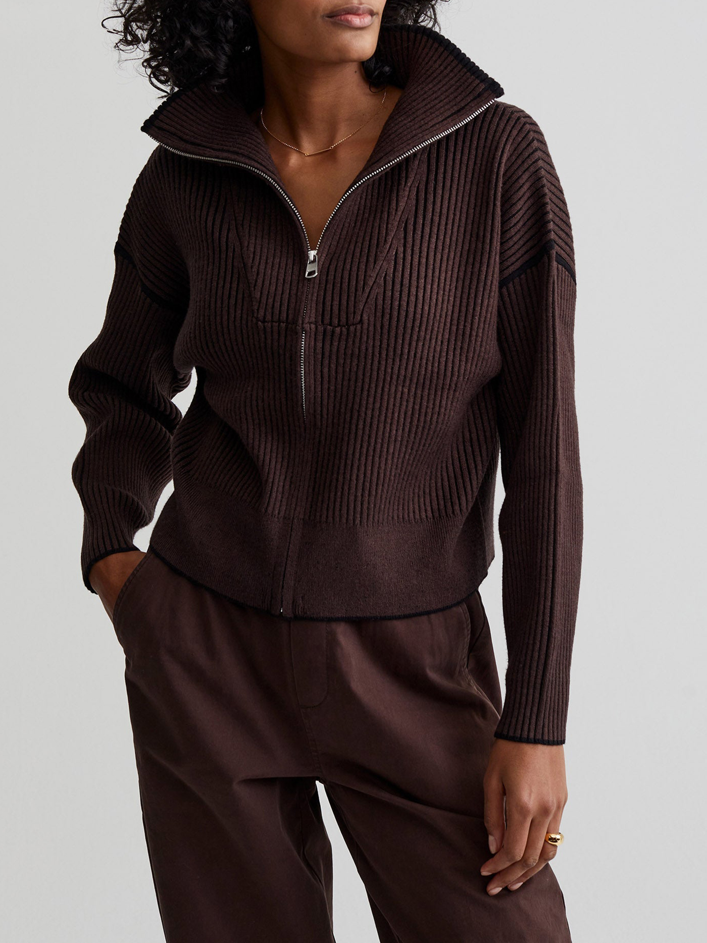 Carmen Zip-Through Rib Knit