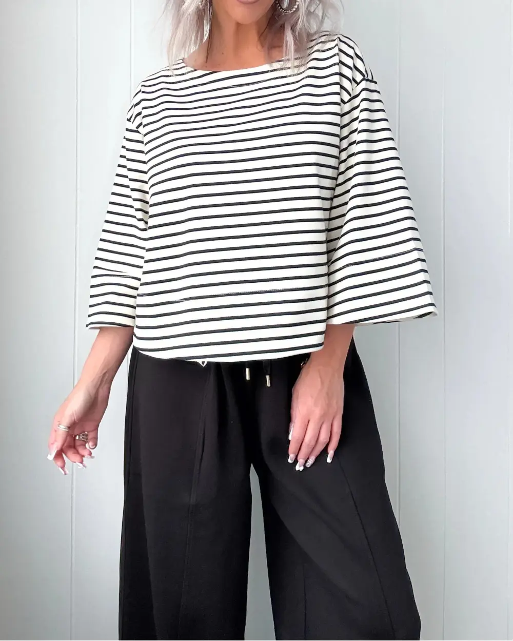 Nautical Muse Striped Top - Black/Ivory